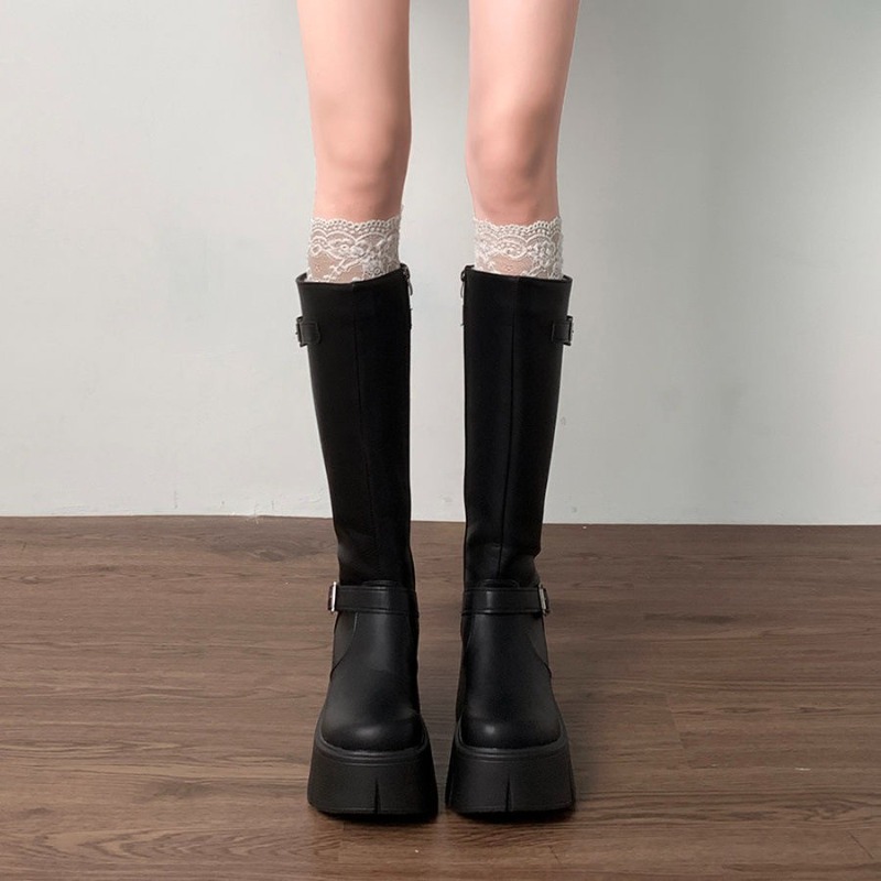 Clássico preto botas femininas - Leather Classic Strap avaliação e preço